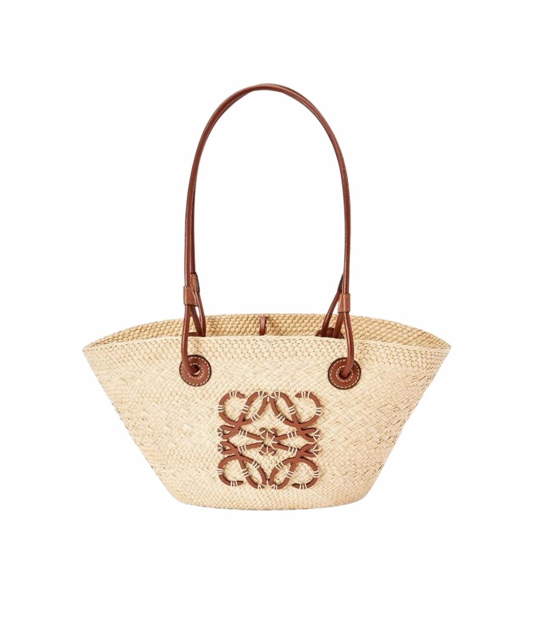 LOEWE Коричневая пелетеная пляжная сумка, фото 1
