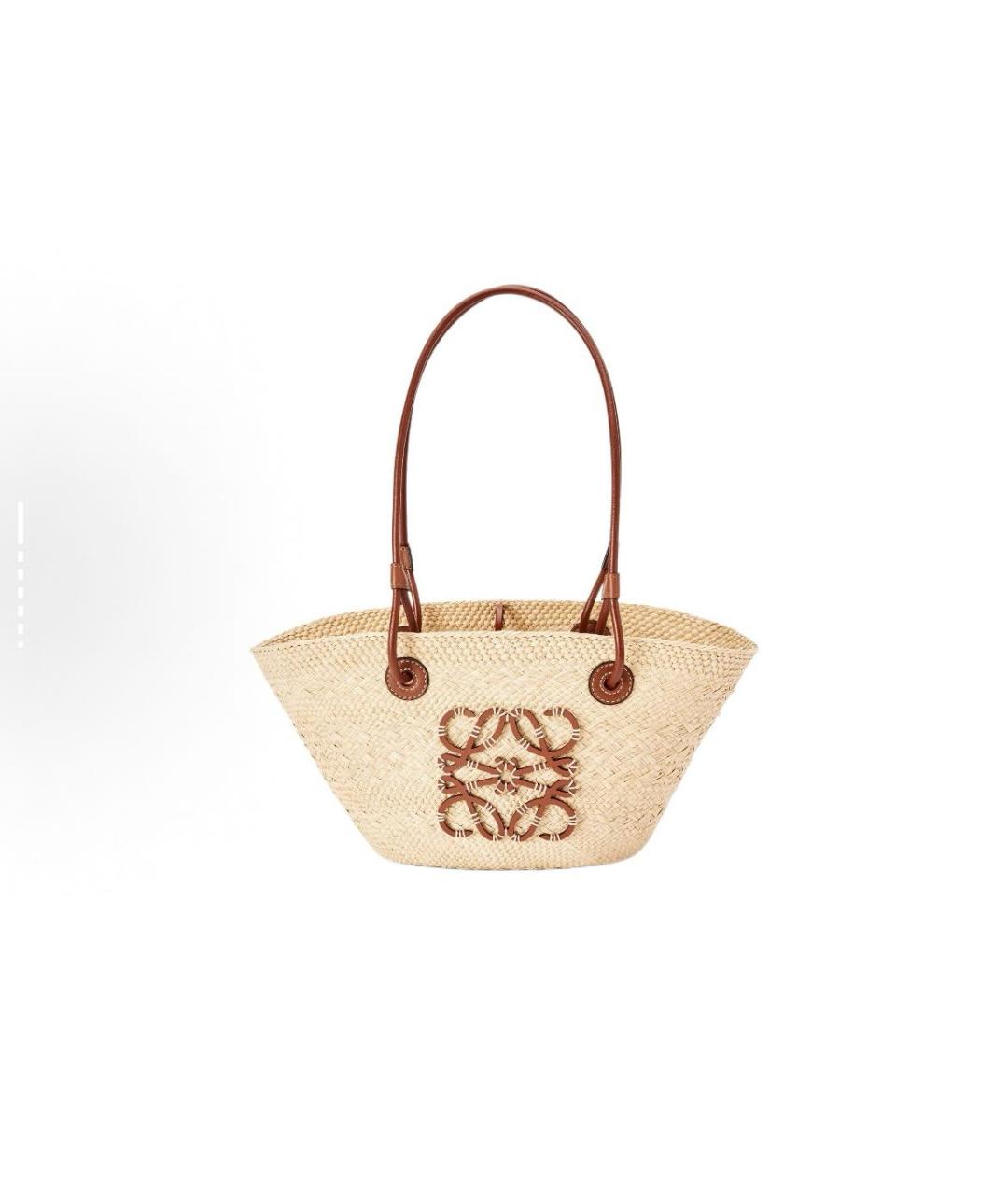LOEWE Коричневая пелетеная пляжная сумка, фото 5