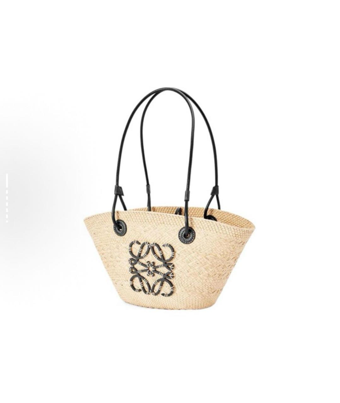 LOEWE Черная пелетеная пляжная сумка, фото 3