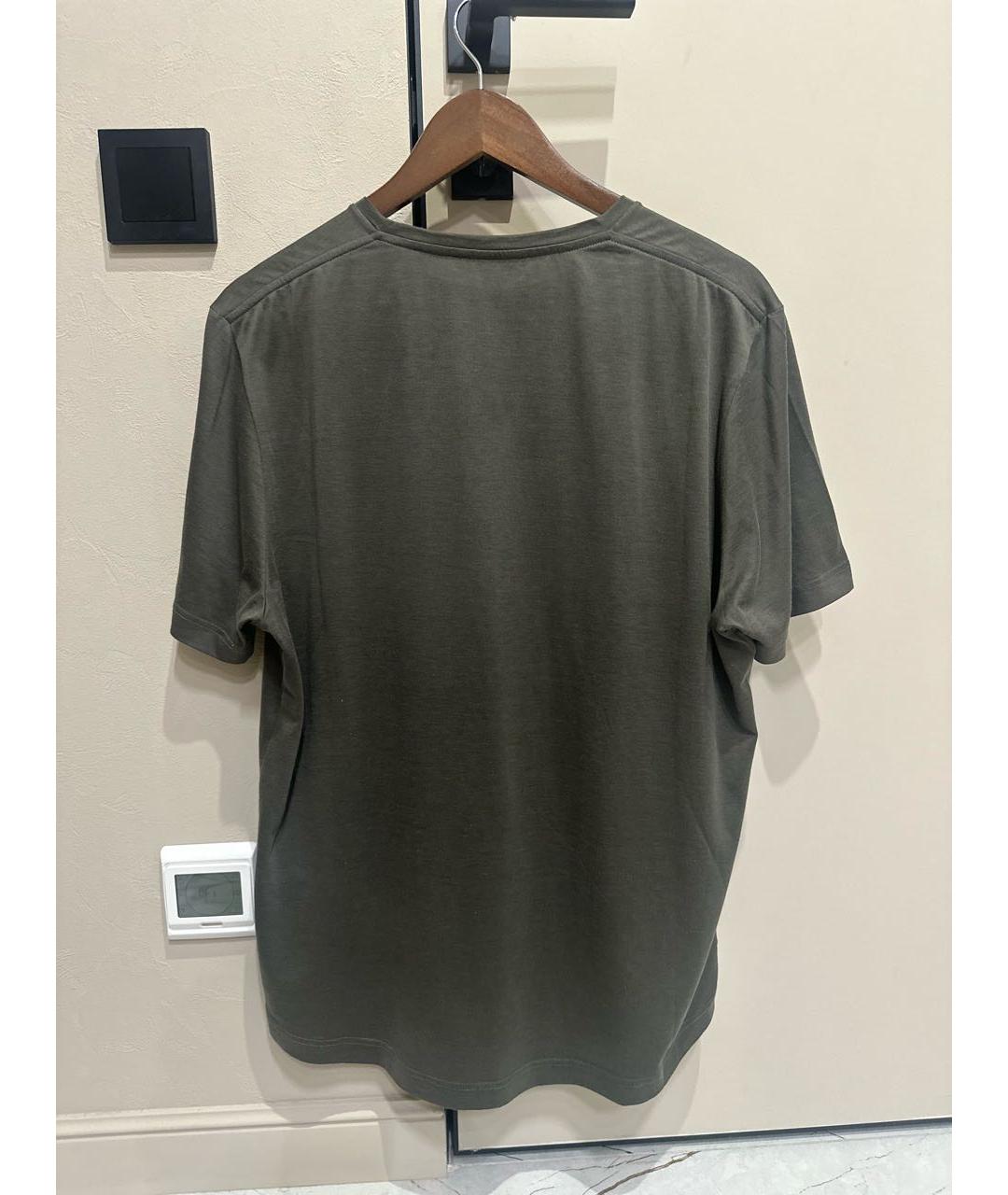 LORO PIANA Хаки хлопковая футболка, фото 2