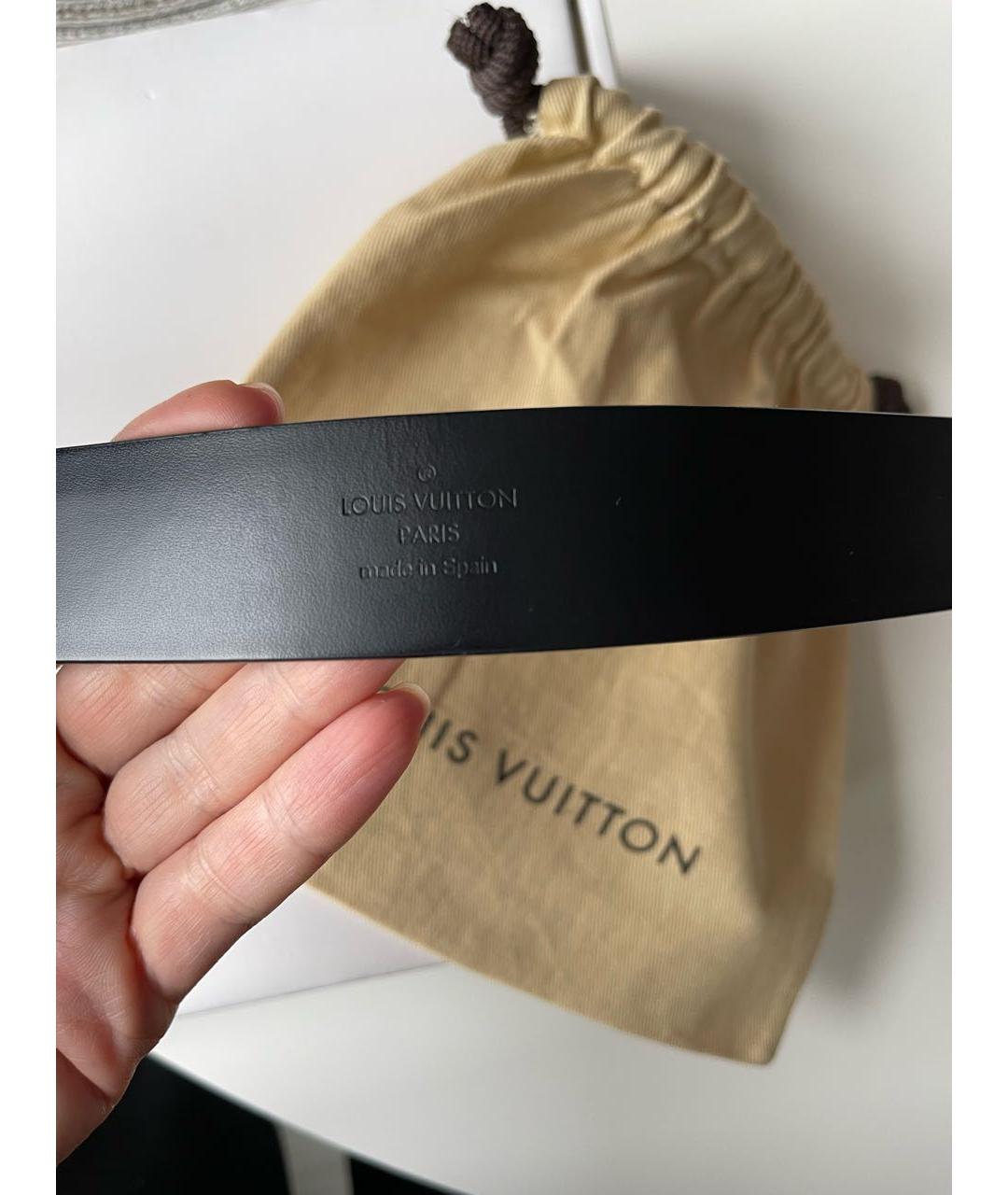 LOUIS VUITTON Черный кожаный ремень, фото 3