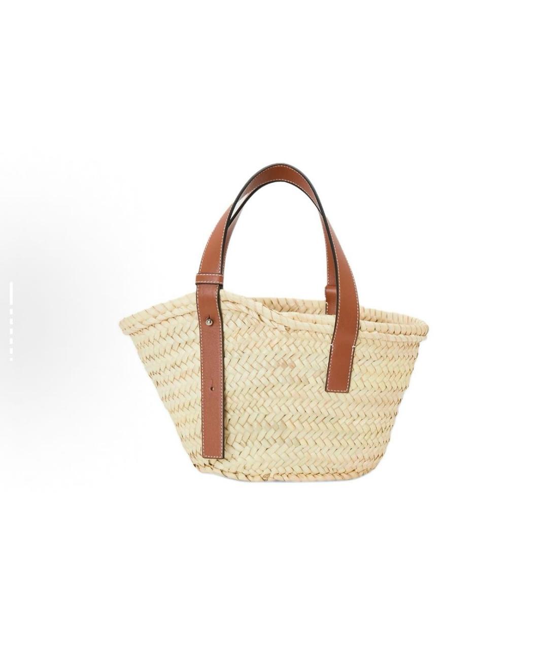 LOEWE Коричневая пелетеная пляжная сумка, фото 3