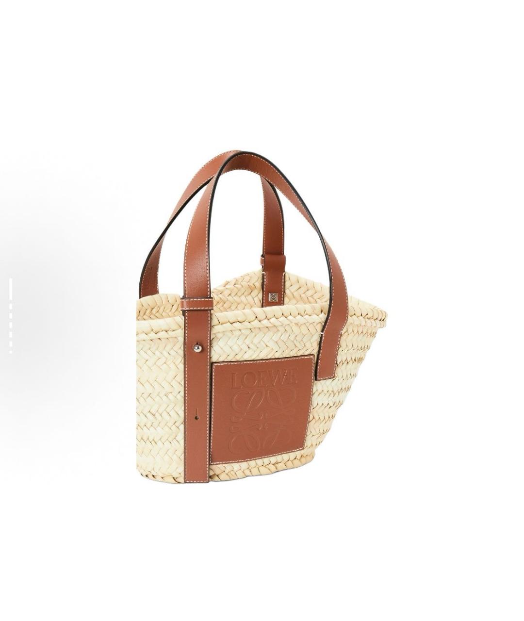 LOEWE Коричневая пелетеная пляжная сумка, фото 4