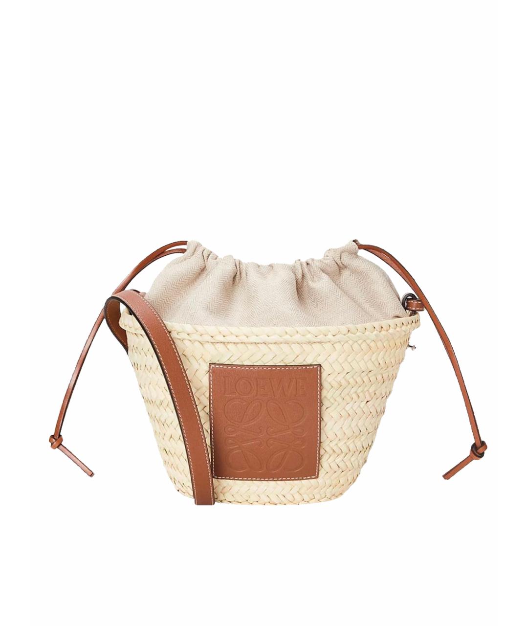 LOEWE Коричневая пелетеная пляжная сумка, фото 1