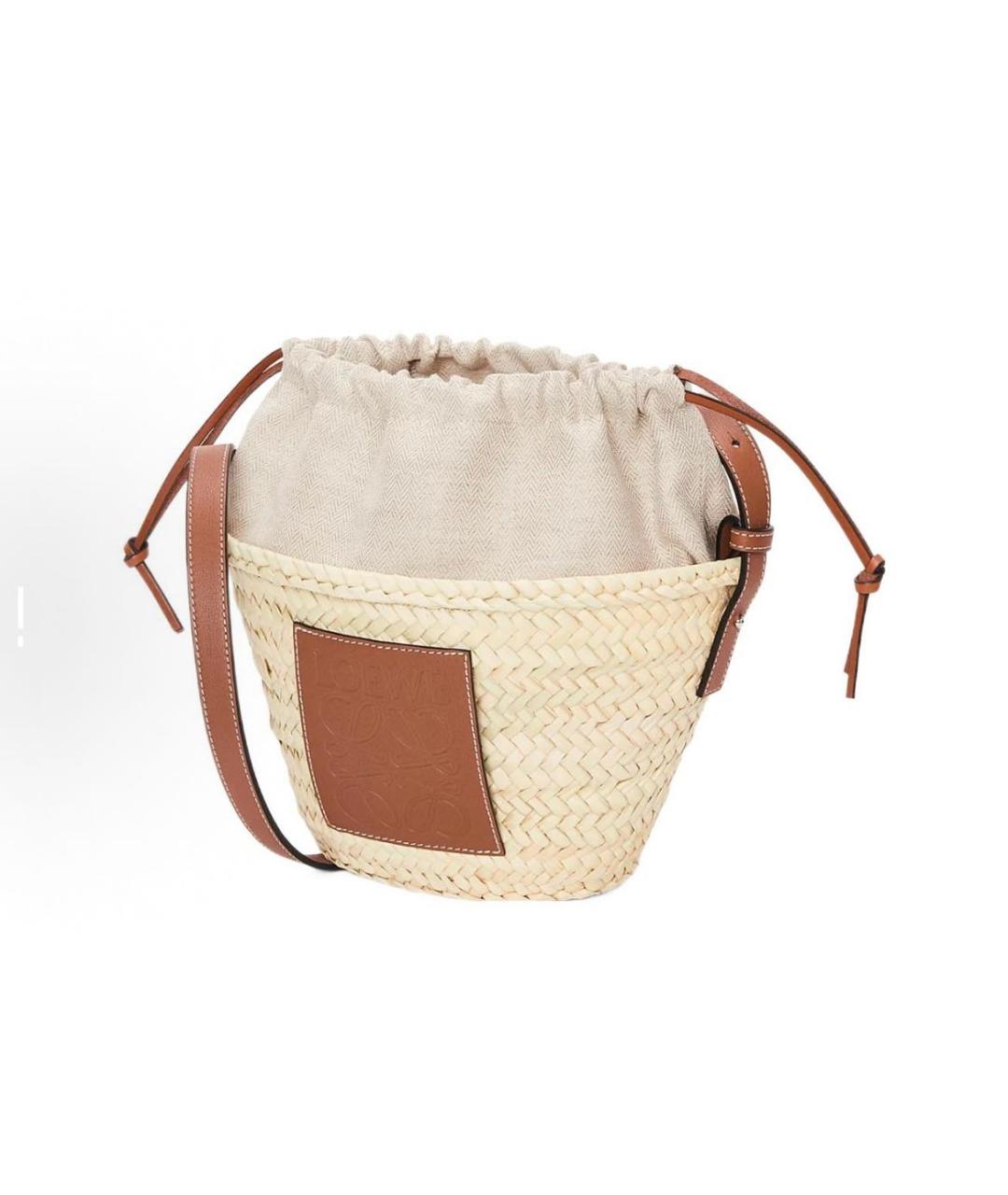 LOEWE Коричневая пелетеная пляжная сумка, фото 3
