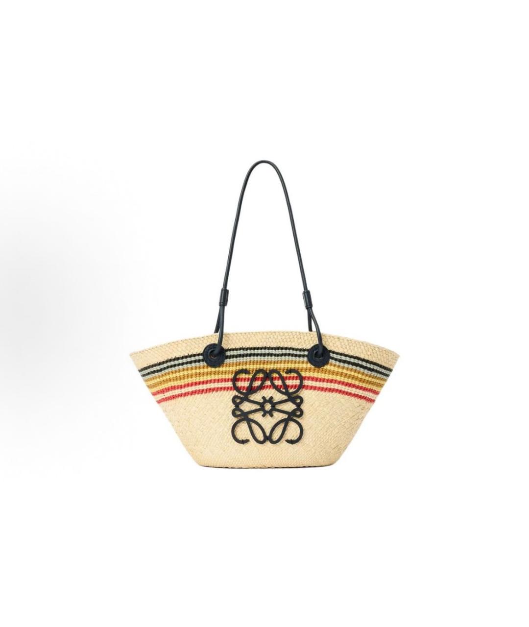 LOEWE Бежевая пелетеная пляжная сумка, фото 6