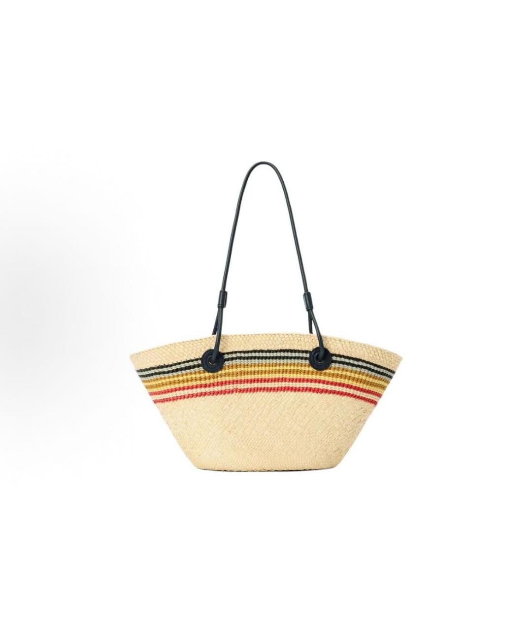 LOEWE Бежевая пелетеная пляжная сумка, фото 3