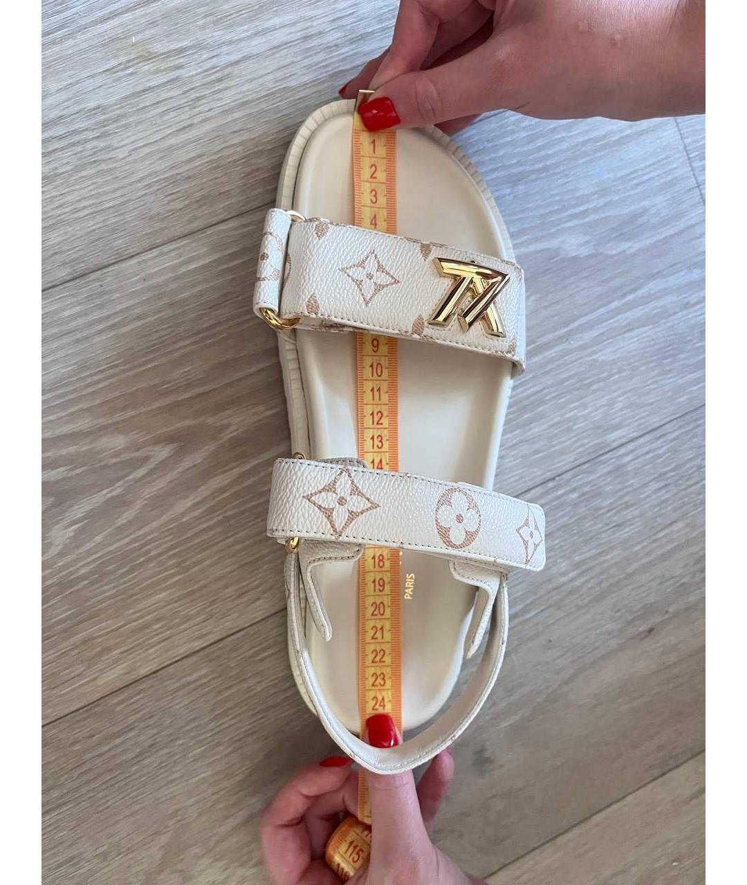 LOUIS VUITTON Белые кожаные босоножки, фото 6