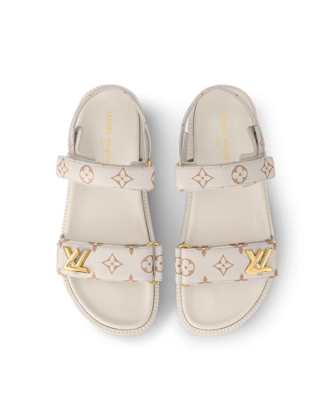 LOUIS VUITTON Белые кожаные босоножки, фото 8
