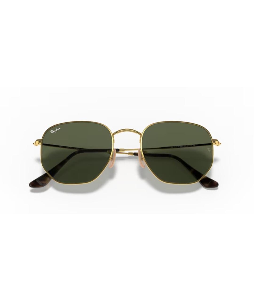 RAY BAN Золотые металлические солнцезащитные очки, фото 8