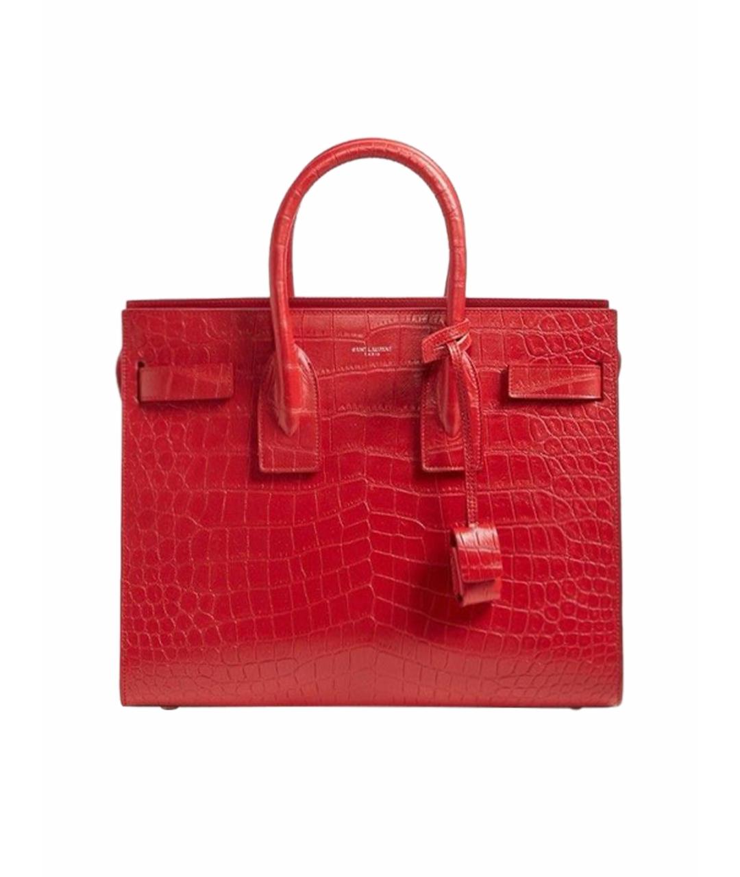 SAINT LAURENT Красная кожаная сумка с короткими ручками, фото 1