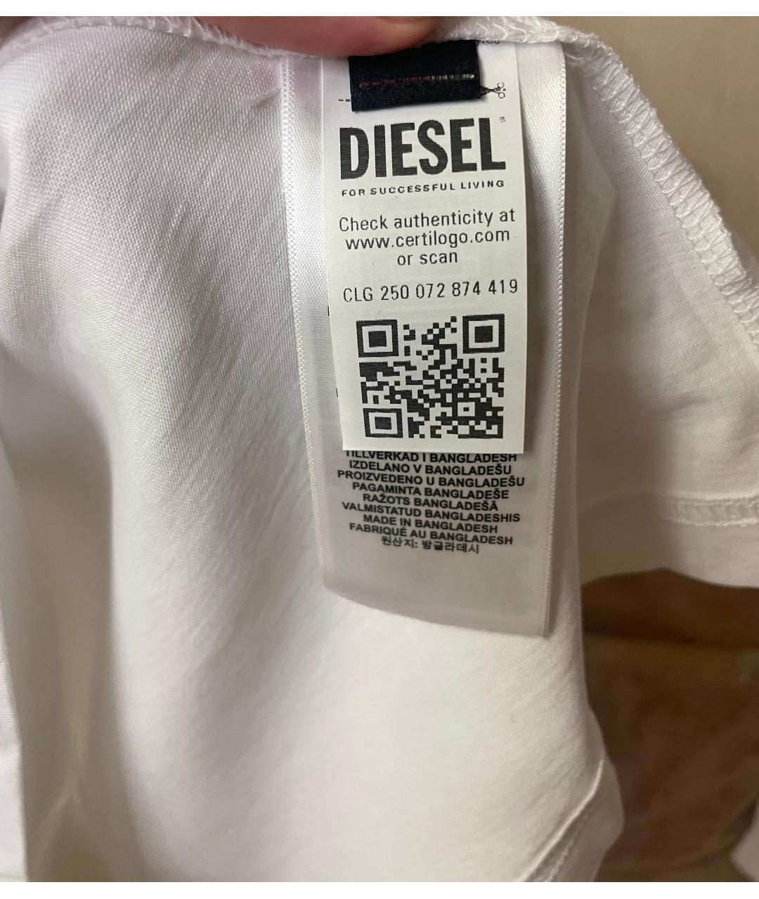 DIESEL Белая хлопковая футболка, фото 4