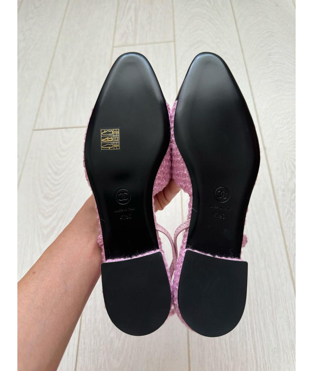 CHANEL Розовые текстильные балетки, фото 4