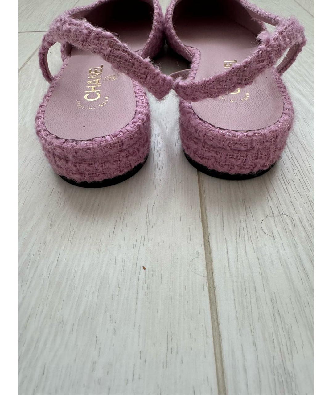 CHANEL Розовые текстильные балетки, фото 5