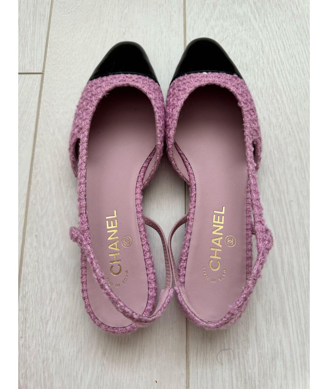 CHANEL Розовые текстильные балетки, фото 3
