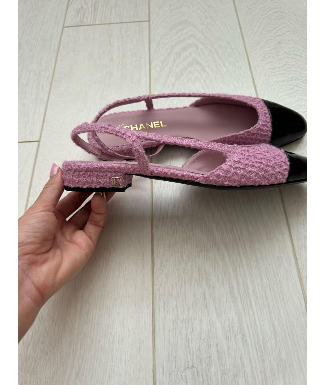 CHANEL Розовые текстильные балетки, фото 2