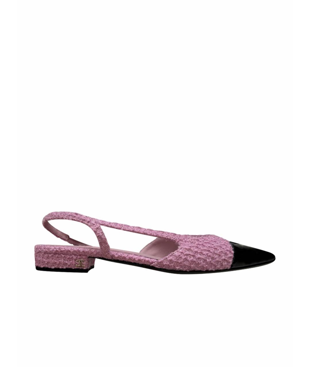 CHANEL Розовые текстильные балетки, фото 1