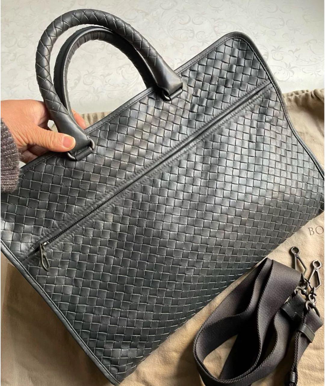BOTTEGA VENETA Черный кожаный портфель, фото 6