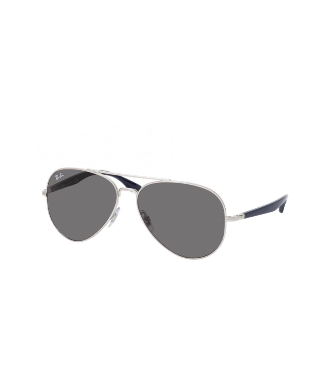 RAY BAN Серебряные металлические солнцезащитные очки, фото 1