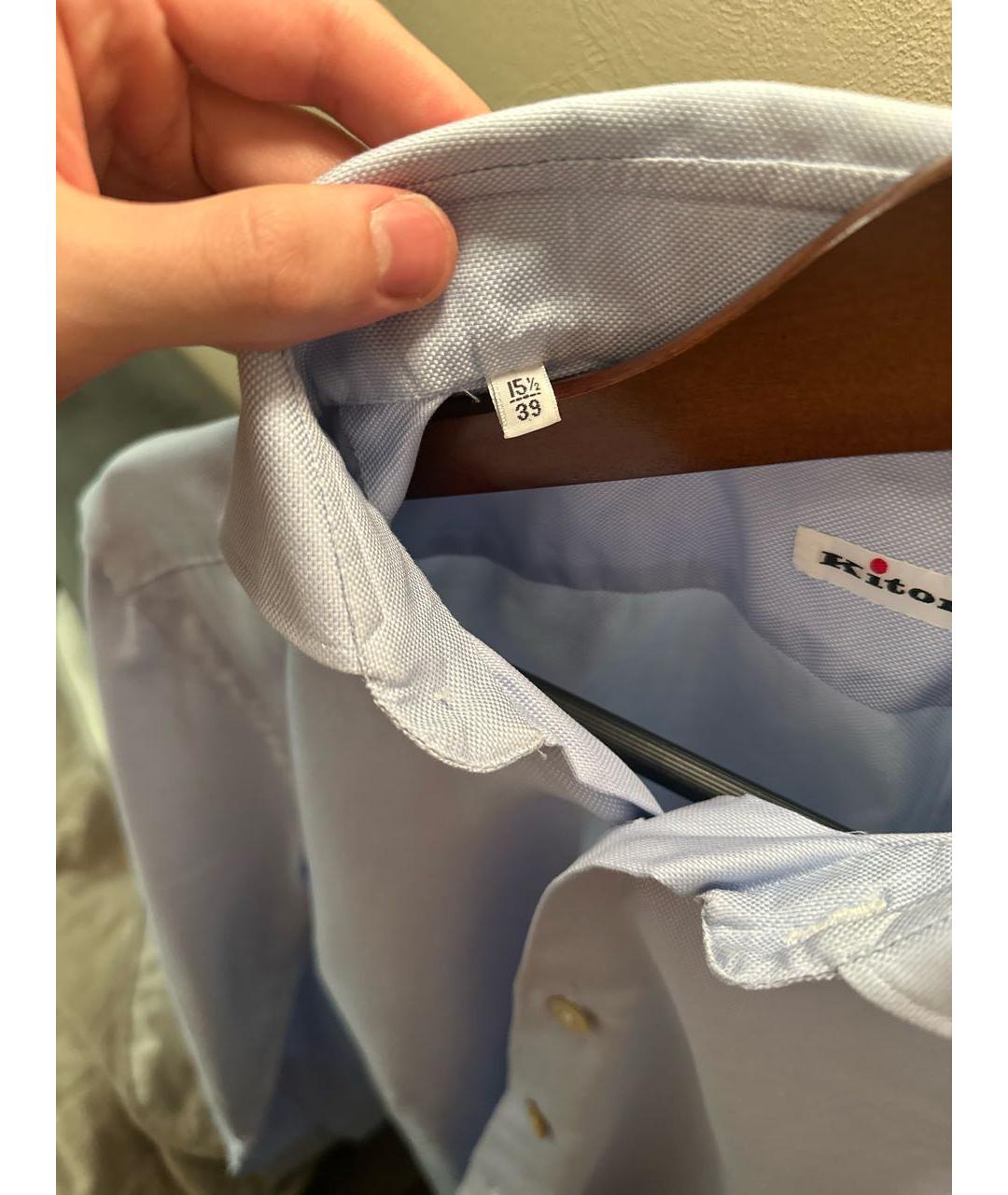 KITON Голубая хлопковая классическая рубашка, фото 4