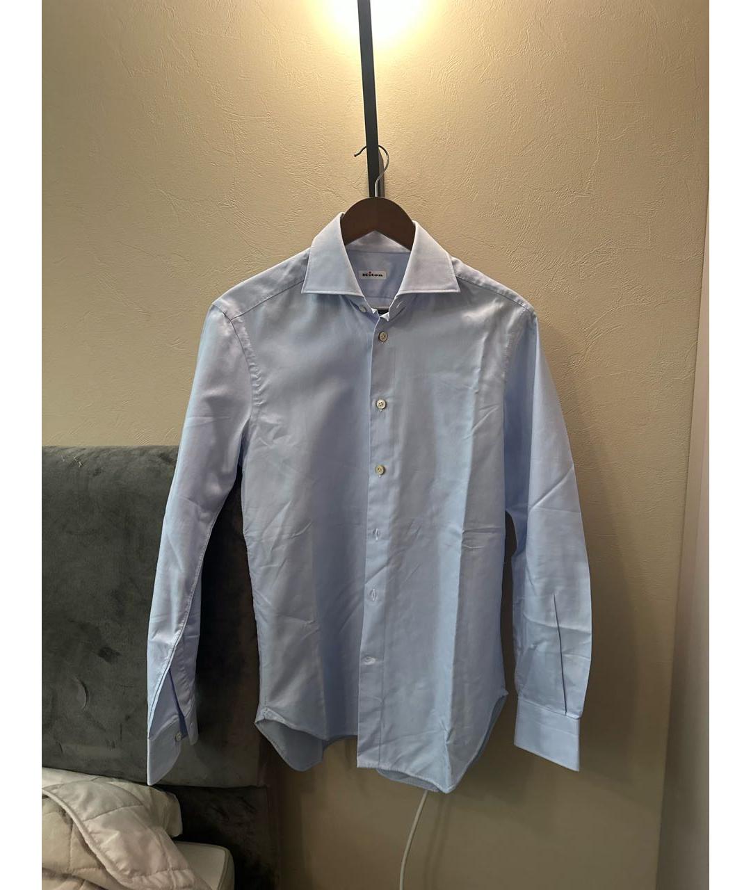 KITON Голубая хлопковая классическая рубашка, фото 5