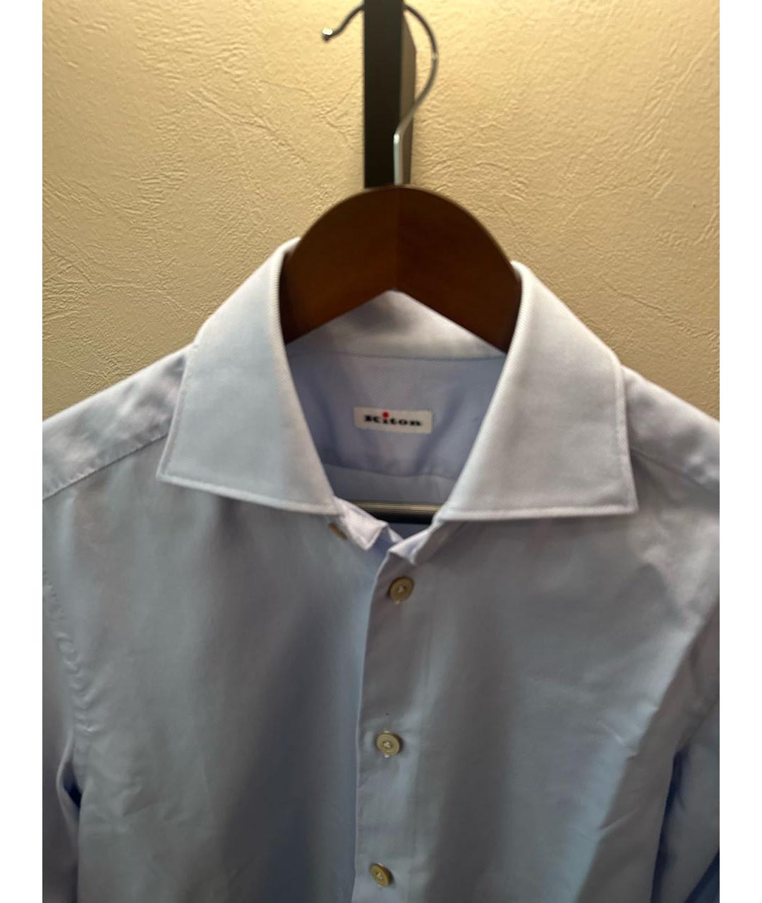 KITON Голубая хлопковая классическая рубашка, фото 3