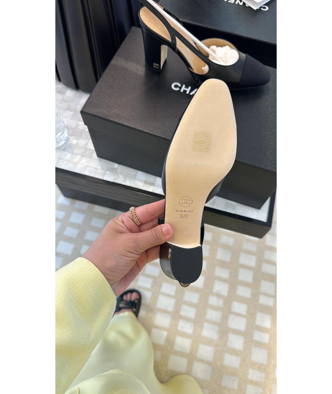 CHANEL Черные кожаные туфли, фото 4