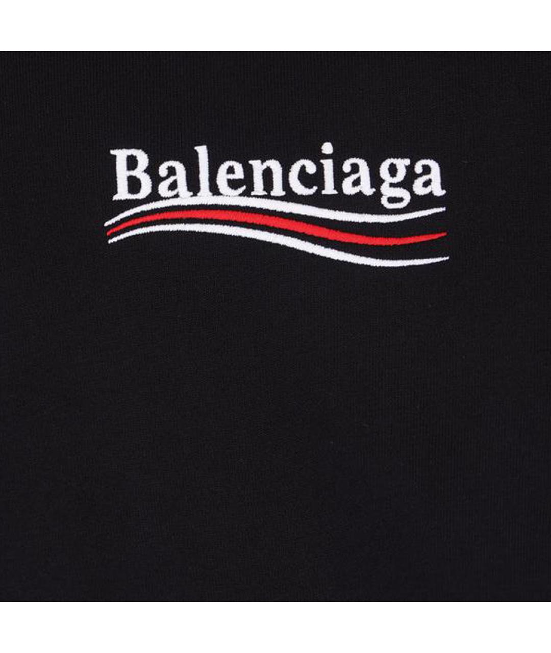 BALENCIAGA Черная хлопковая футболка, фото 3
