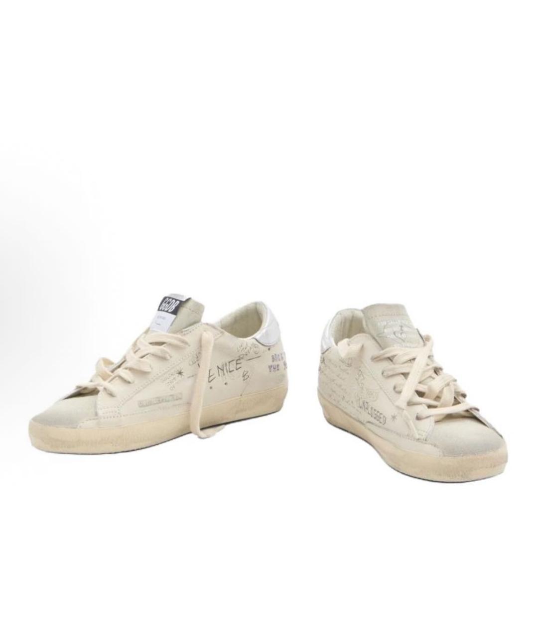GOLDEN GOOSE DELUXE BRAND Бежевые кожаные кеды, фото 3