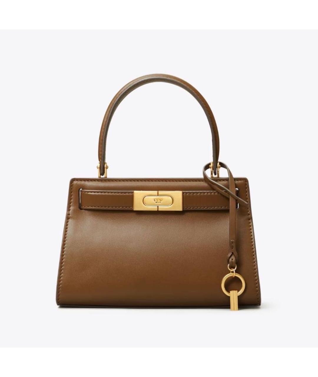 TORY BURCH Коричневая кожаная сумка с короткими ручками, фото 7