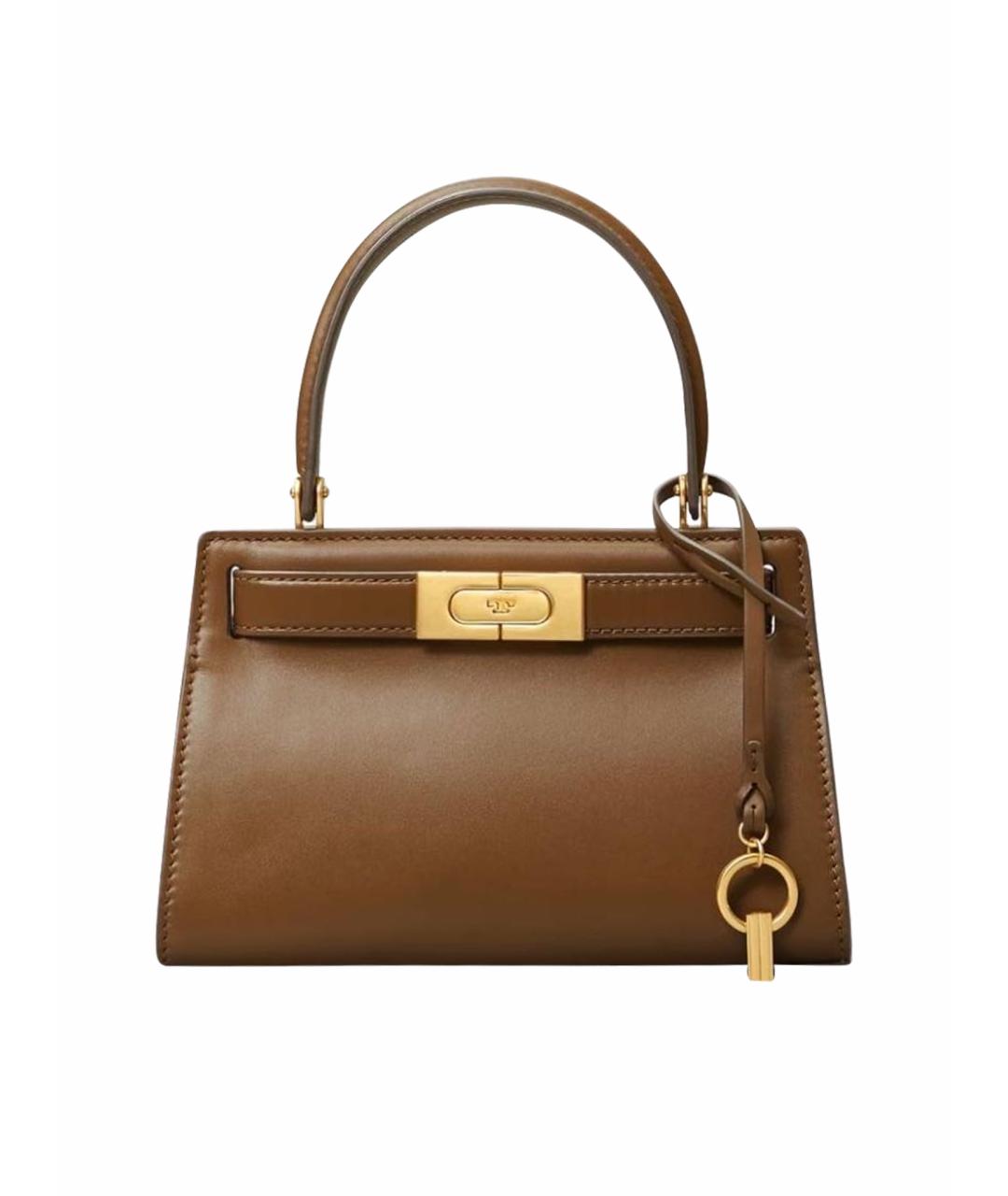 TORY BURCH Коричневая кожаная сумка с короткими ручками, фото 1