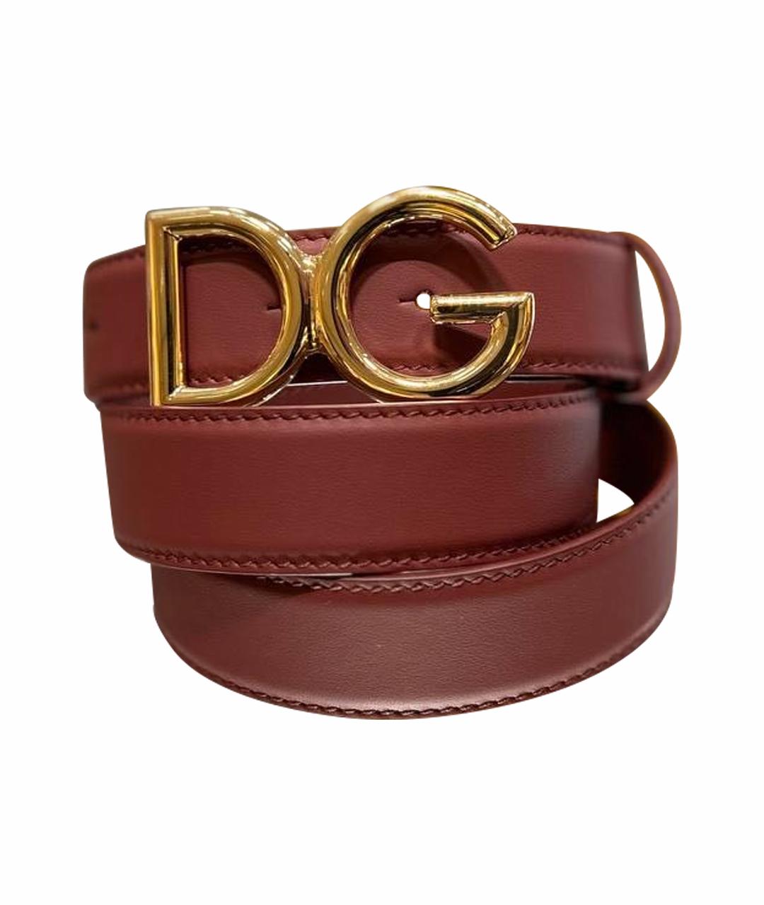 DOLCE&GABBANA Бордовый кожаный ремень, фото 1