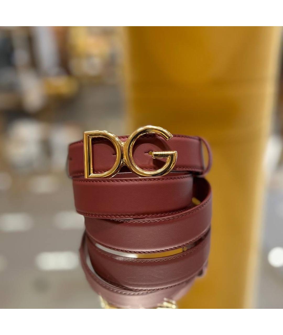 DOLCE&GABBANA Бордовый кожаный ремень, фото 5