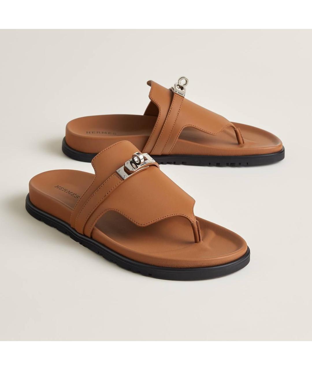 HERMES Кожаные шлепанцы, фото 4
