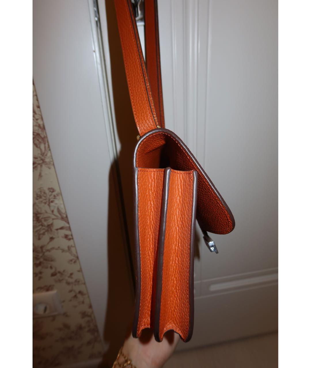 HERMES Оранжевая кожаная сумка через плечо, фото 2