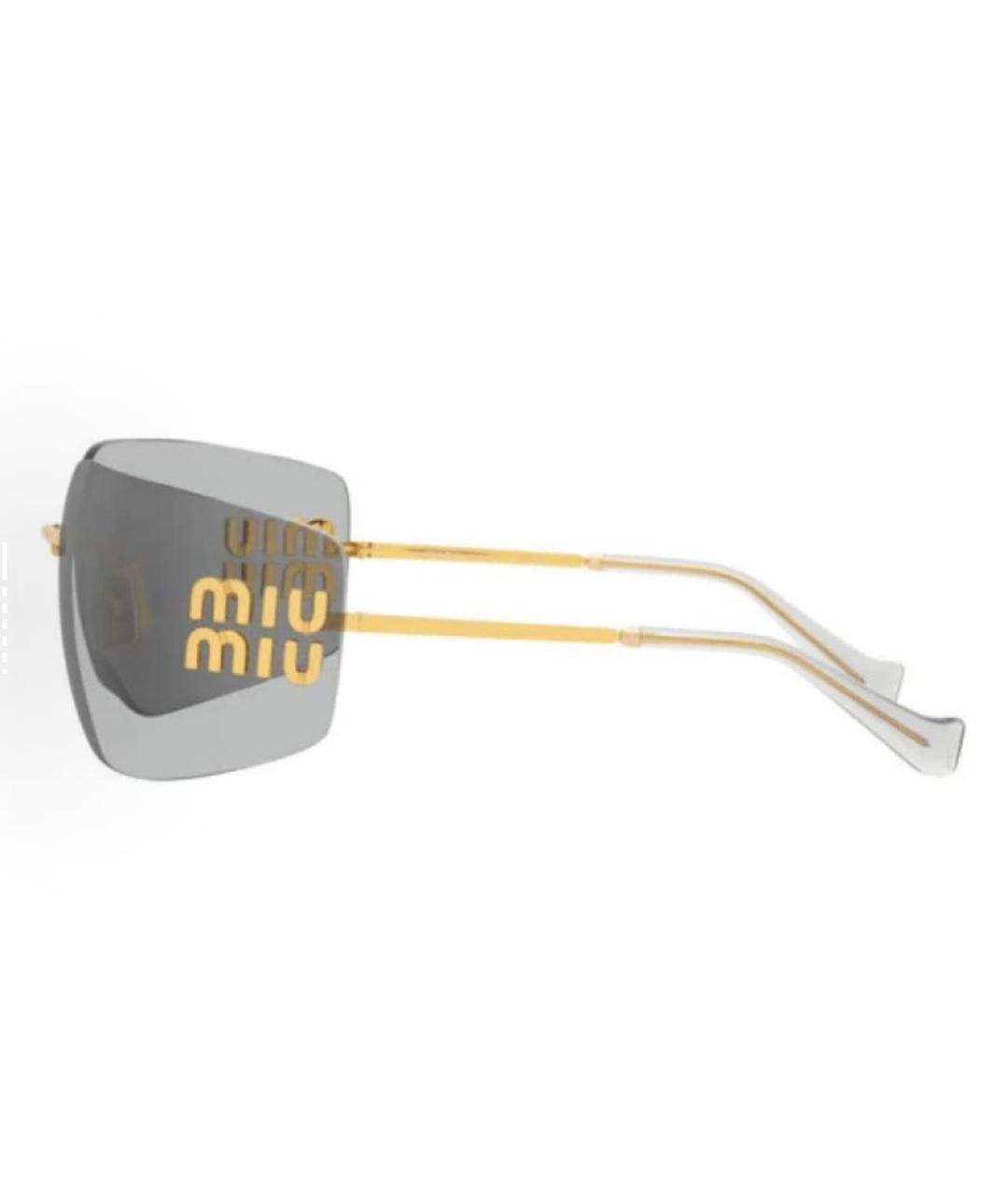 MIU MIU Золотые металлические солнцезащитные очки, фото 4