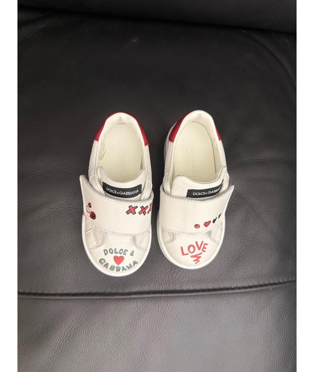 DOLCE & GABBANA KIDS Белые кожаные кеды, фото 3