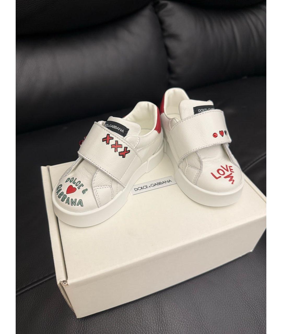 DOLCE & GABBANA KIDS Белые кожаные кеды, фото 6