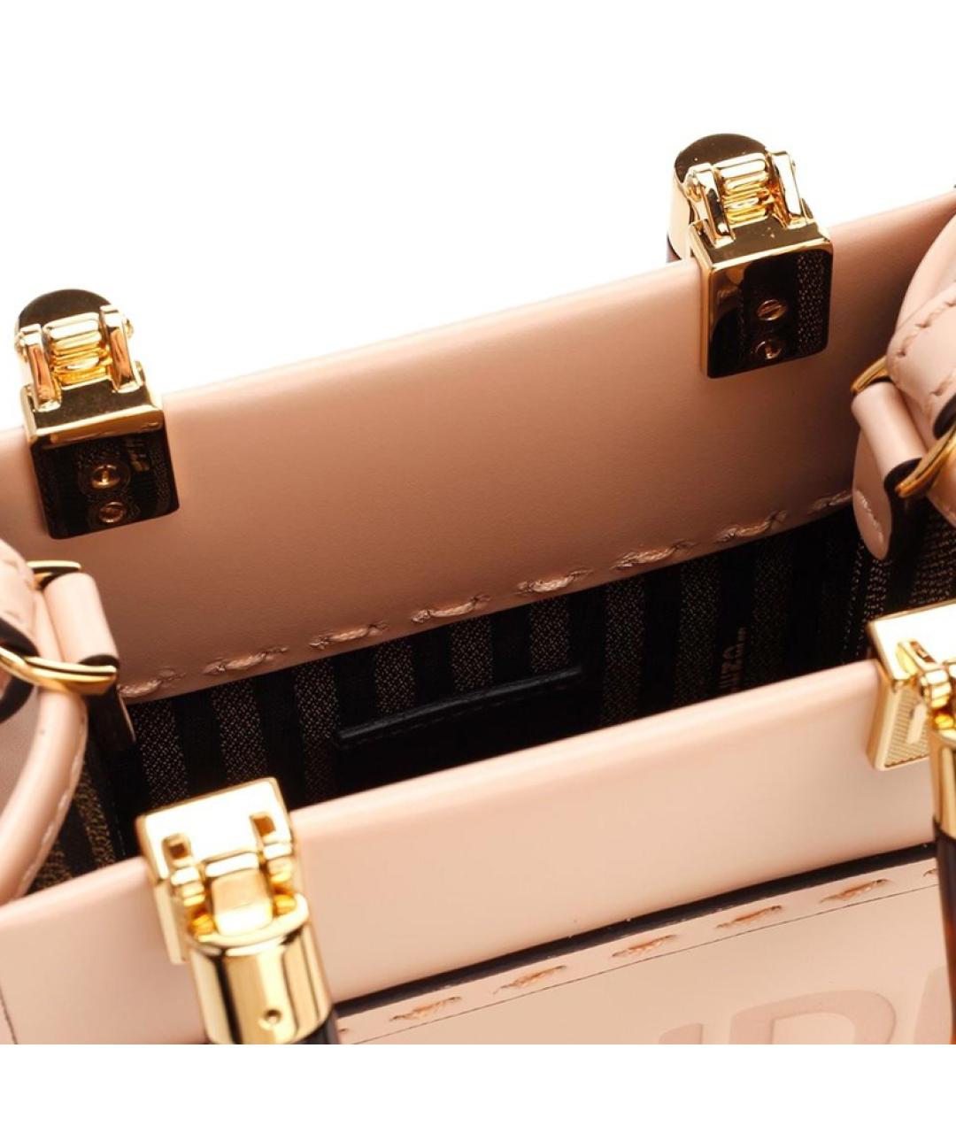 FENDI Бежевая кожаная сумка через плечо, фото 4