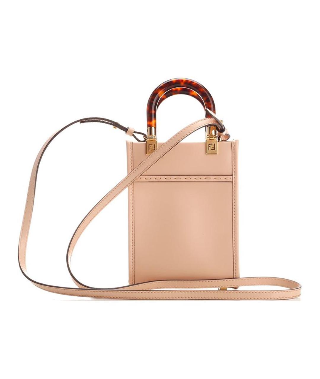 FENDI Бежевая кожаная сумка через плечо, фото 3