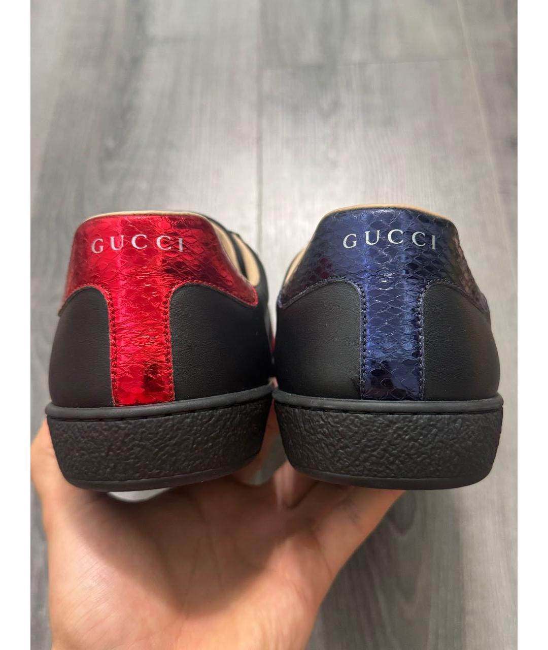 GUCCI Черные кожаные низкие кроссовки / кеды, фото 4
