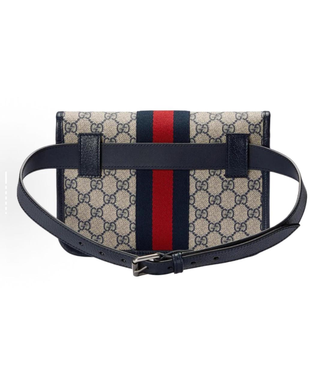 GUCCI Бежевая тканевая поясная сумка, фото 3