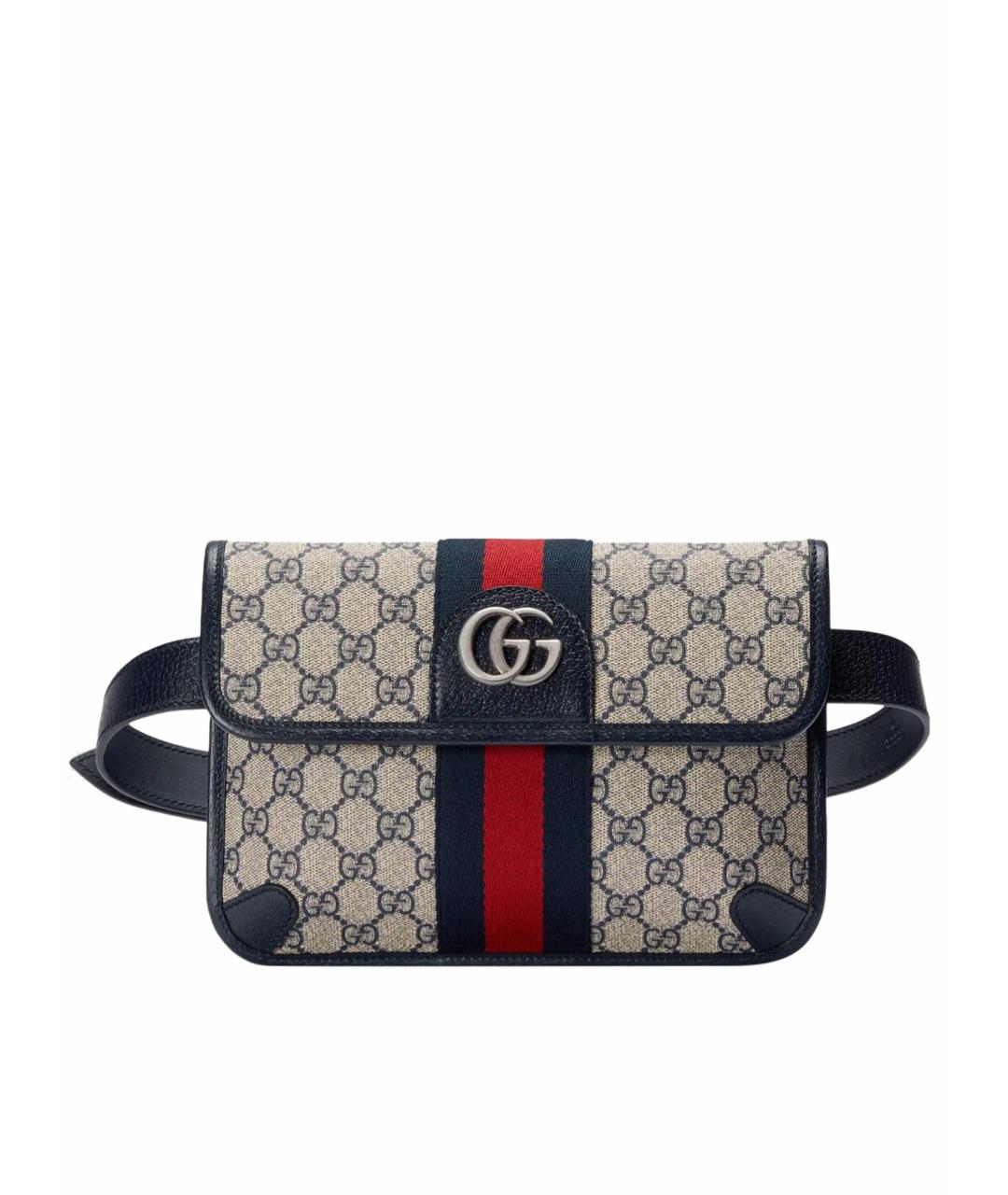 GUCCI Бежевая тканевая поясная сумка, фото 1