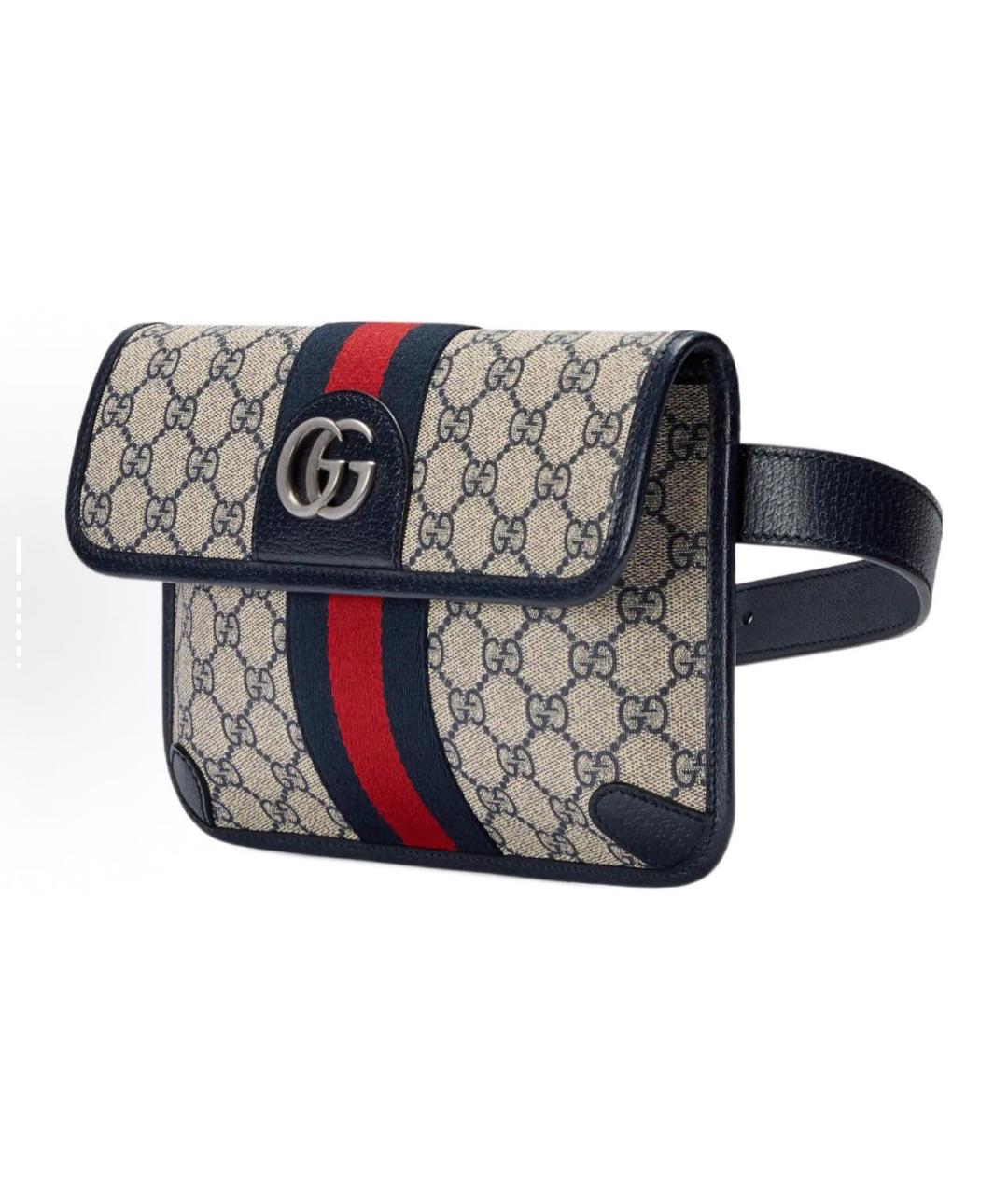 GUCCI Бежевая тканевая поясная сумка, фото 2