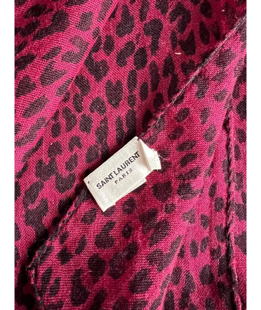 SAINT LAURENT Бордовый кашемировый шарф, фото 5