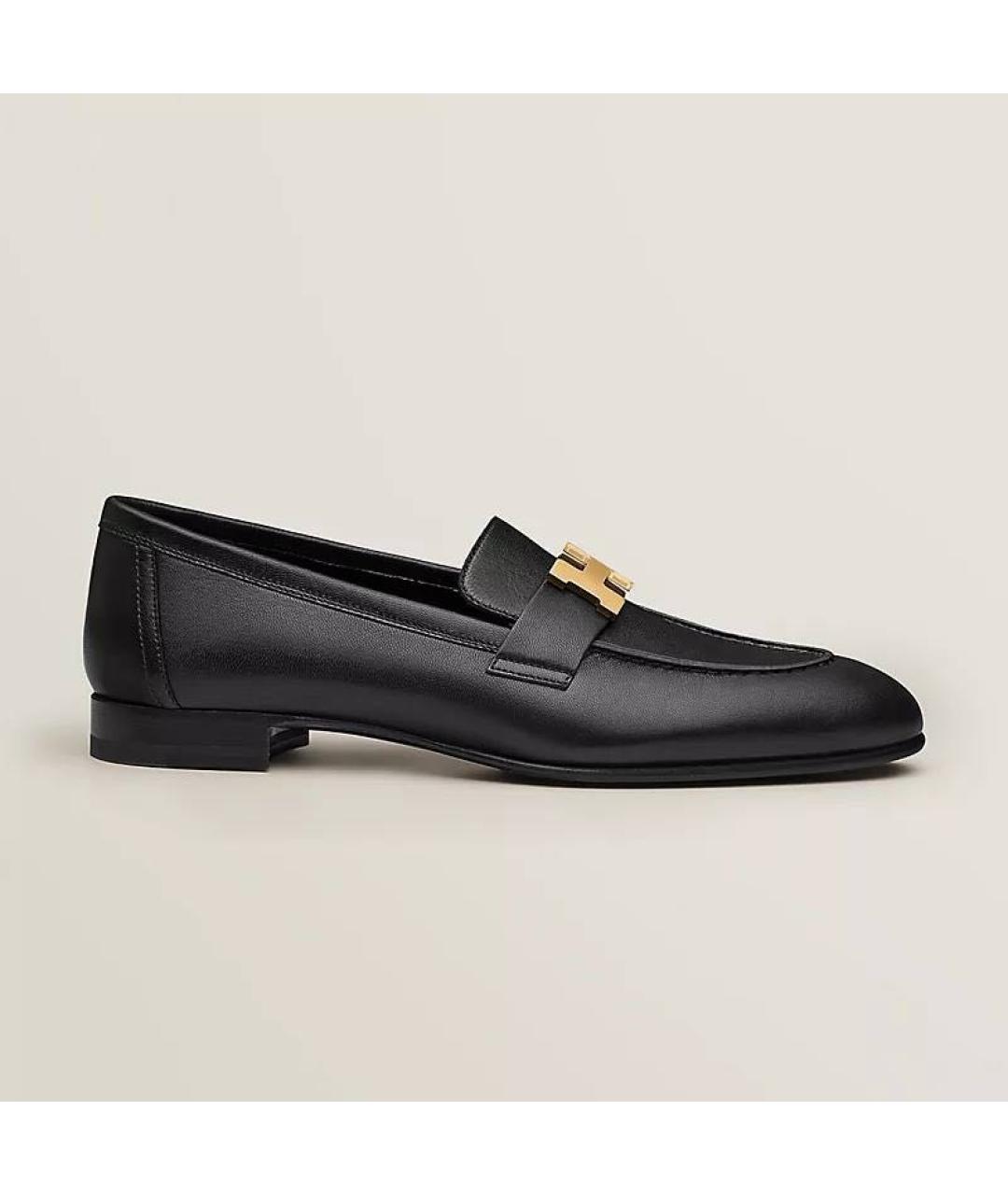 HERMES Черные кожаные лоферы, фото 5