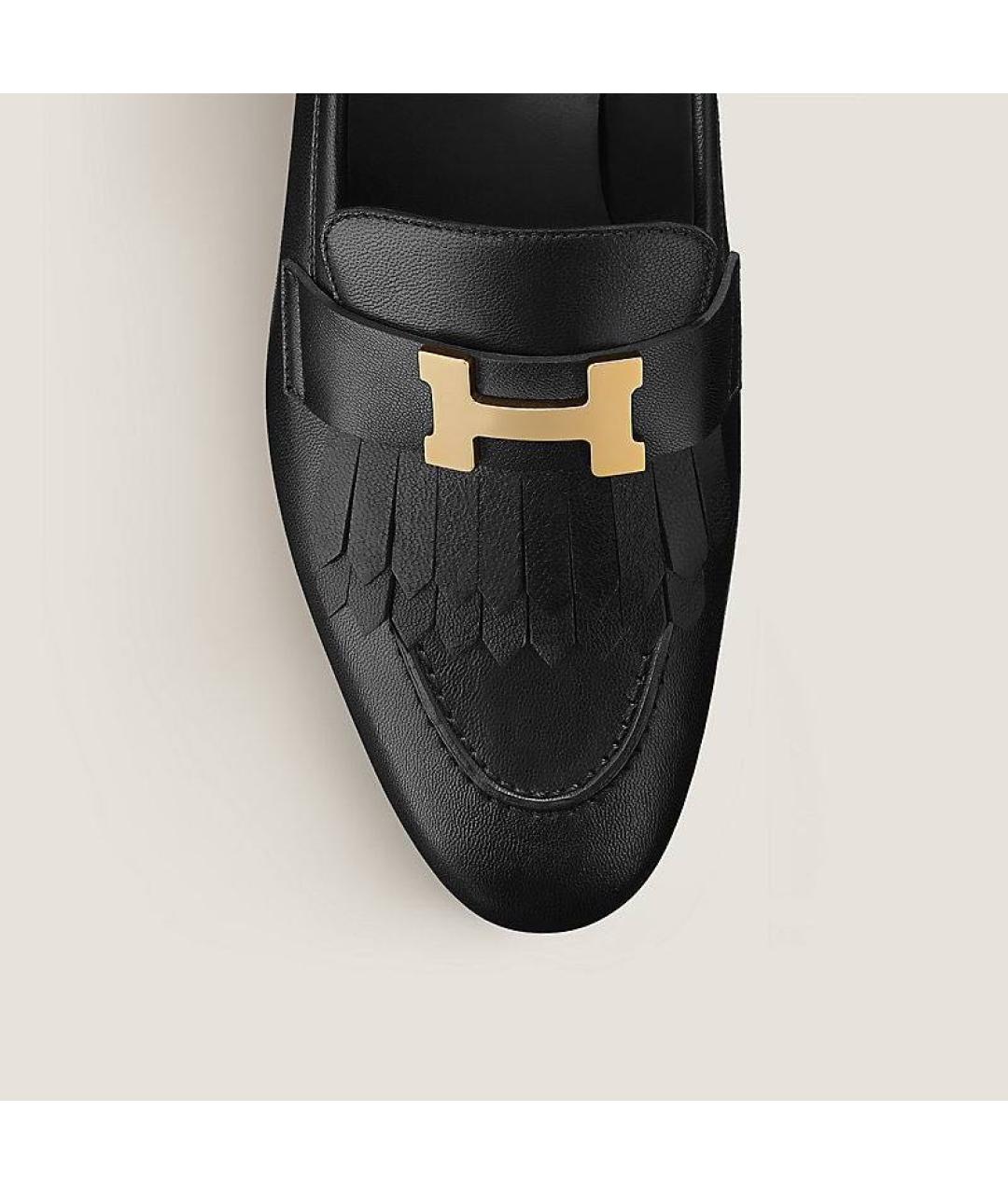 HERMES Черные кожаные лоферы, фото 3