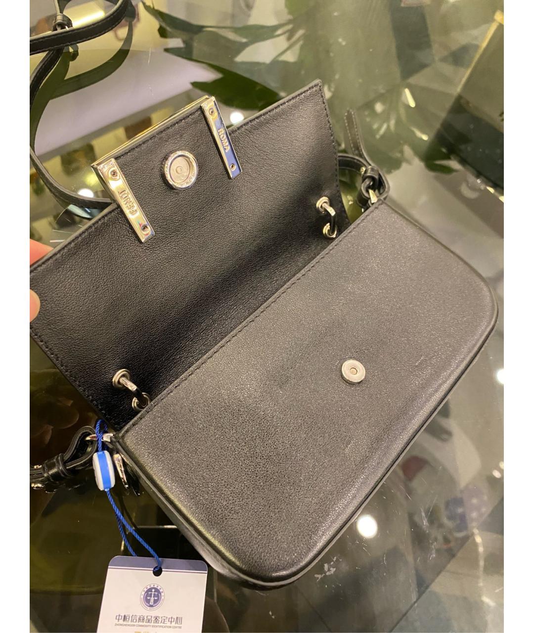 FENDI Черная кожаная сумка через плечо, фото 4