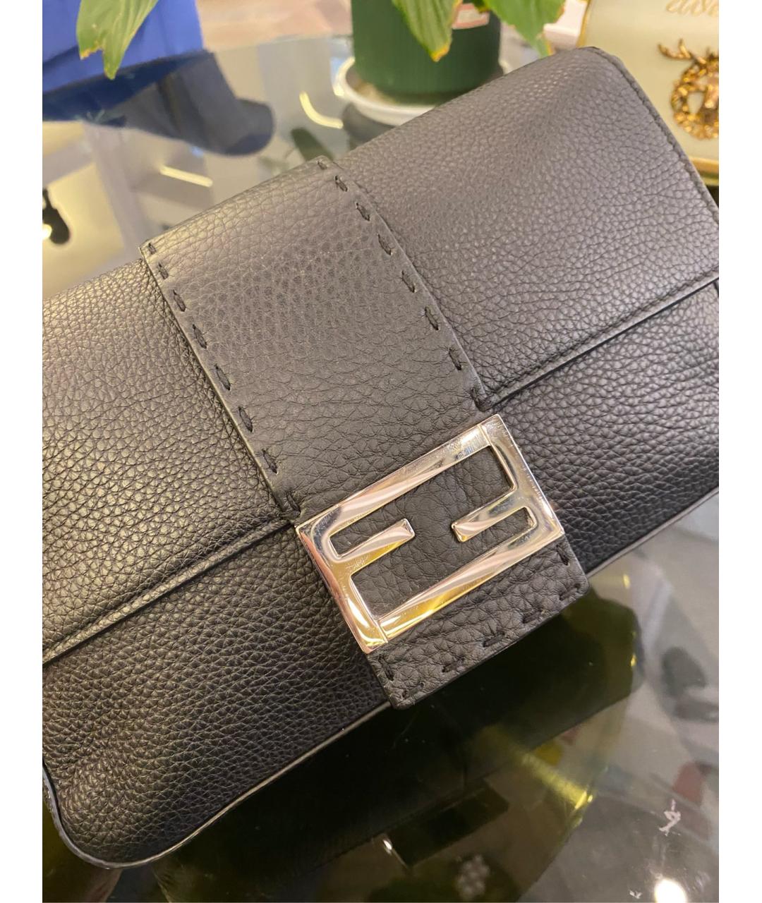 FENDI Черная кожаная сумка через плечо, фото 6
