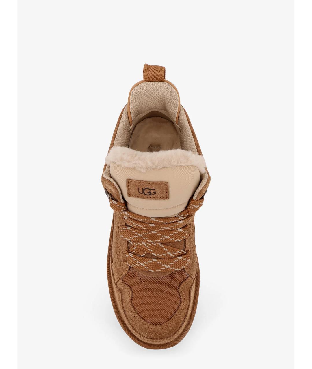 UGG AUSTRALIA Бежевые нубуковые высокие кроссовки / кеды, фото 3